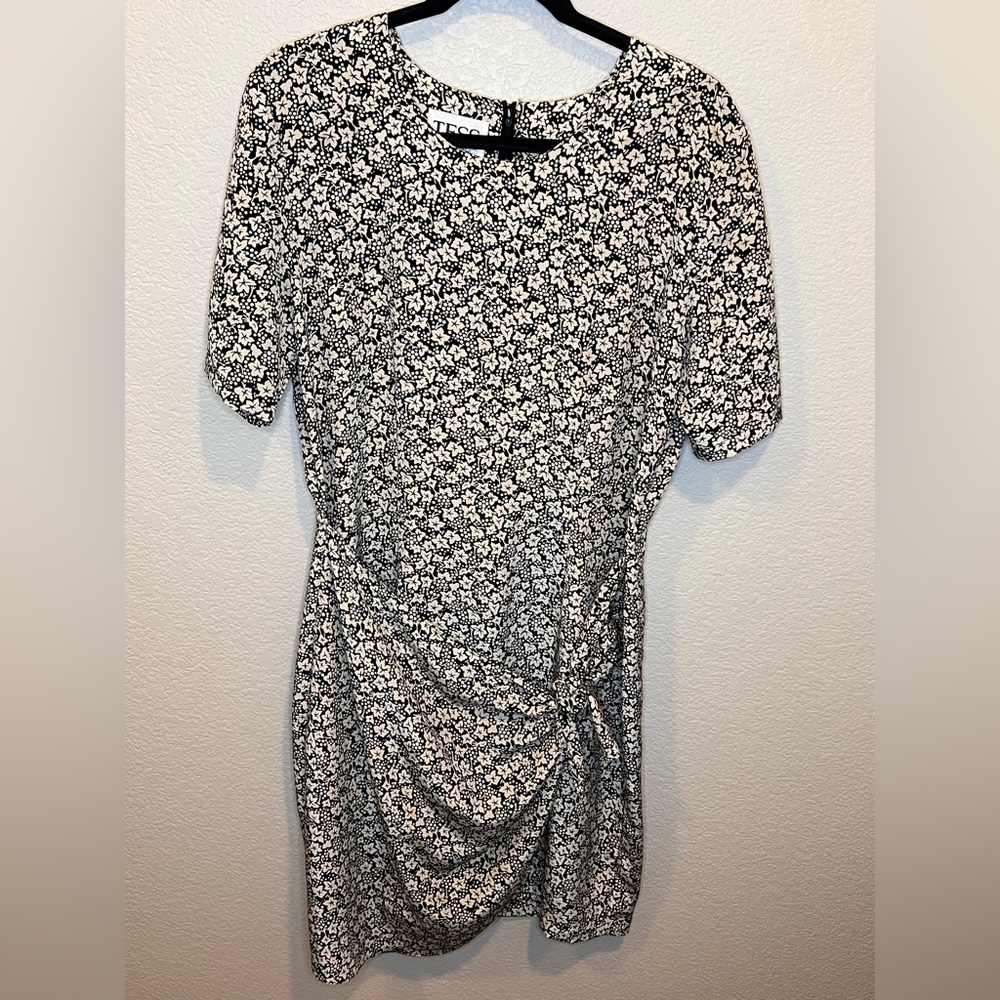 TESS WRAP DRESS - Black & White Floral Wrap Dress Sz12